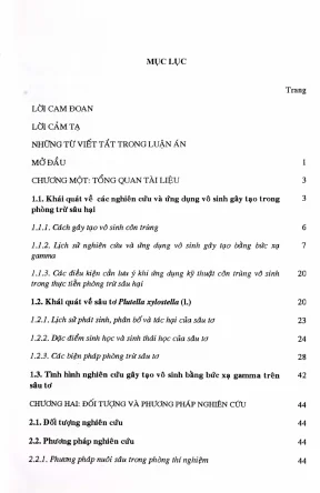 Luận án tiến sĩ sinh học góp phần nghiên cứu về hiệu ứng vô sinh f1 của liều bức xạ gamma 200 gy trên sâu tơ plutella xylostella l