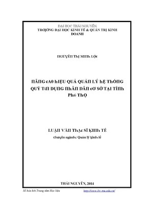 Luận văn nâng cao hiệu quả quản lý hệ thống quỹ tín dụng nhân dân cơ sở tại tỉnh phú thọ