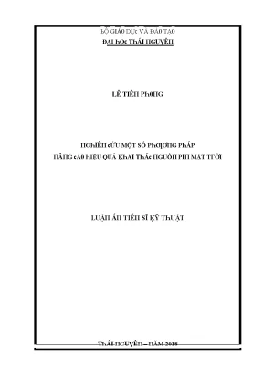 Luận văn nghiên cứu một số phương pháp nâng cao hiệu quả khai tác nguồn pin mặt trời