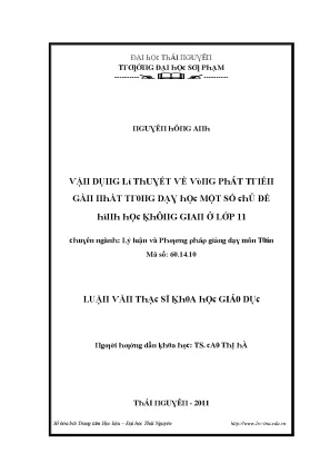 Luận văn vận dụng lí thuyết về vùng phát triển gần nhất trong dạy học một số chủ đề hình học không gian ở lớp 11