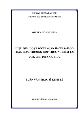 Luận văn hiệu quả hoạt động ngân hàng sau cổ phần hóa trường hợp thực nghiệm tại vcb vietinbank bidv