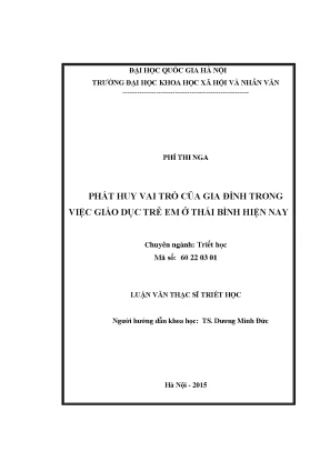 Luận văn thạc sĩ phát huy vai trò của gia đình trong việc giáo dục trẻ em ở thái bình hiện nay