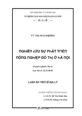 Luận văn nghiên cứu sự phát triển nông nghiệp đô thị ở hà nội