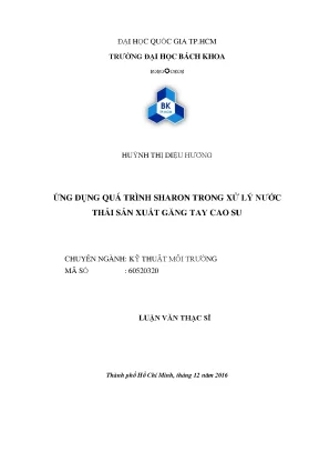 Luận văn thạc sĩ kỹ thuật môi trường ứng dụng quá trình sharon trong xử lý nước thải sản xuất găng tay cao su