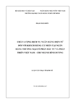 Luận văn thạc sĩ chất lượng dịch vụ ngân hàng điện tử đối với khách hàng cá nhân tại ngân hàng thương mại cổ phần đầu tư và phát triển việt nam chi nhánh bình dương