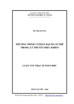 Luận văn phương trình vi phân đại số có trễ trong lý thuyết điều khiển