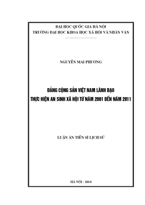 Luận án tiến sĩ đảng cộng sản việt nam lãnh đạo thực hiện an sinh xã hội từ năm 2001 đến năm 2011