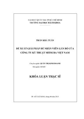 Luận văn thạc sĩ quản trị kinh doanh đề xuất giải pháp để nhân viên gắn bó của công ty kỹ thuật mituba việt nam