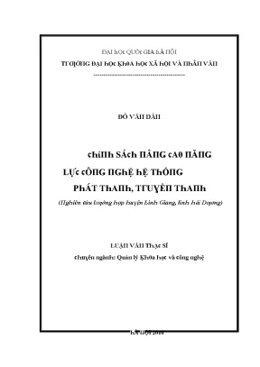 Luận văn chính sách nâng cao năng lực công nghệ hệ thống phát thanh truyền thanh nghiên cứu trường hợp huyện bình giang tỉnh hải dương