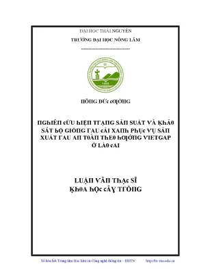 Luận văn nghiên cứu hiện trạng sản suất và khảo sát bộ giống rau cải xanh phục vụ sản xuất rau an toàn theo hướng vietgap ở lào cai