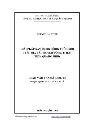 Luận văn giải pháp xây dựng nông thôn mới trên địa bàn huyện đông triều tỉnh quảng ninh