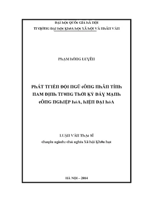 Luận văn phát triển đội ngũ công nhân tỉnh nam định trong thời kỳ đẩy mạnh công nghiệp hóa hiện đại hóa