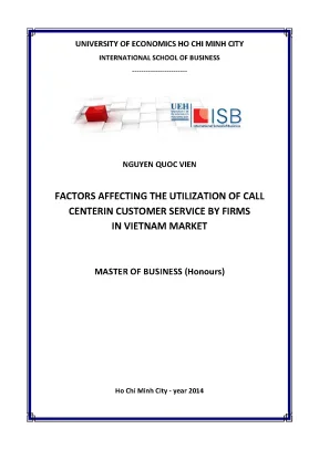 Luận văn factors affecting the utilization centerin customer service by firms in vietnam market luận văn thạc sĩ