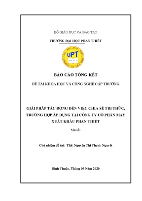 Giải pháp tác động đến việc chia sẻ tri thức trường hợp áp dụng tại công ty cổ phần may xuất khẩu phan thiết