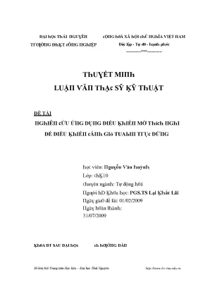 Luận văn nghiên cứu ứng dụng điều khiển mờ thích nghi để điều khiển cánh gió tuabin trục đứng