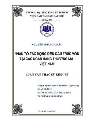 Luận văn nhân tố tác động đến cấu trúc vốn tại các ngân hàng thương mại việt nam luận văn thạc sĩ