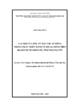 Luận văn vai trò của phụ nữ dân tộc hmông trong phát triển kinh tế hộ gia đình trên địa bàn huyện đồng hỷ tỉnh thái nguyên