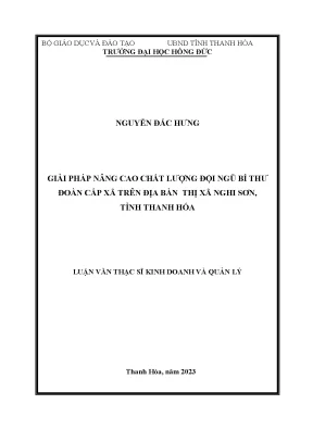 Luận văn giải pháp nâng cao chất lượng đội ngũ bí thư đoàn cấp xã trên địa bàn thị xã nghi sơn tỉnh thanh hóa