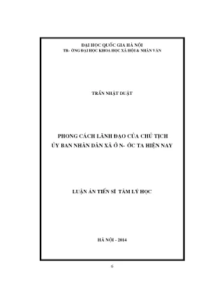 Luận án tiến sĩ phong cách lãnh đạo của chủ tịch ủy ban nhân dân xã ở nước ta hiện nay