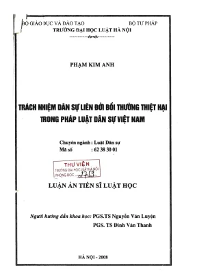 Luận án tiến sĩ luật học trách nhiệm dân sự liên đới bồi thường thiệt hại trong pháp luật dân sự việt nam