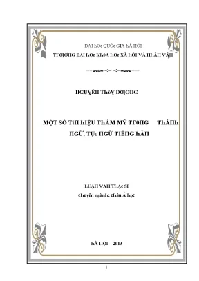 Luận văn một số tín hiệu thẩm mỹ trong thành ngữ tục ngữ tiếng hàn