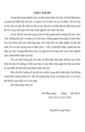 Luận văn thạc sĩ marketing trực tiếp trong kinh doanh dịch vụ lưu trú tại khách sạn xanh huế