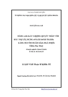 Luận văn nâng cao chất lượng quyết toán vốn đầu tư xây dựng cơ bản hoàn thành bằng nguồn ngân sách nhà nước tỉnh phú thọ