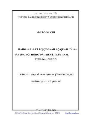 Luận văn nâng cao chất lượng cán bộ quản lý các cấp của hội nông dân huyện lục nam tỉnh bắc giang