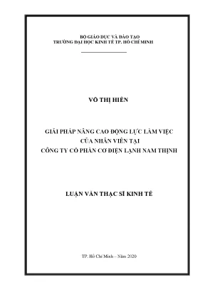 Luận văn giải pháp nâng cao động lực làm việc của nhân viên tại công ty cổ phần cơ điện lạnh nam thịnh