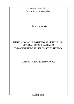 Luận văn biện pháp quản lý đội ngũ giáo viên tiểu học huyện an dương hải phòng theo chuẩn nghề nghiệp giáo viên tiểu học