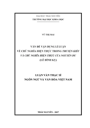 Luận văn vấn đề vận dụng lí luận về chủ nghĩa hiện thực trong truyện kiều và chủ nghĩa hiện thực của nguyễn du lê đình kỵ