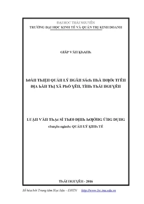 Luận văn hoàn thiện quản lý ngân sách nhà nước trên địa bàn thị xã phổ yên tỉnh thái nguyên