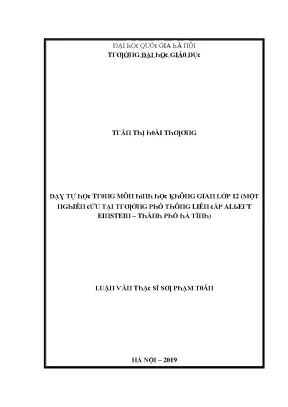 Luận văn dạy học tự học trong môn hình học không gian lớp 12 một nghiên cứu tại trường phổ thông liên cấp albert einstein thành phố hà tĩnh