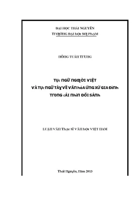 Luận văn tục ngữ người việt và tục ngữ tày về văn hóa ứng xử gia đình trong cái nhìn đối sánh