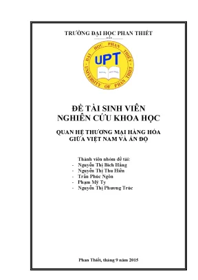 Quan hệ thương mại hàng hóa giữa việt nam và ấn độ
