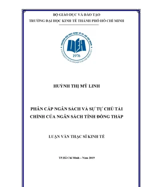 Luận văn phân cấp ngân sách và sự tự chủ tài chính của ngân sách tỉnh đồng tháp