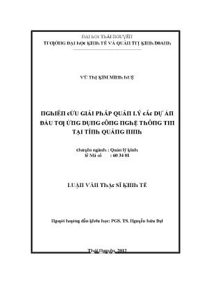 Luận văn nghiên cứu giải pháp quản lý các dự án đầu tư ứng dụng công nghệ thông tin tại tỉnh quảng ninh