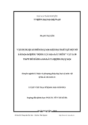 Luận văn vận dụng quan điểm dạy học hiện đại thiết kế một số bài học chương động lực học chất điểm vật lý 10 thpt để nâng cao chất lượng dạy học