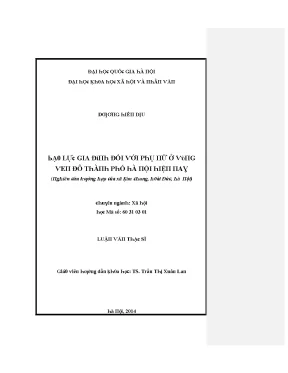 Luận văn bạo lực gia đình đối với phụ nữ ở vùng ven đô thành phố hà nội hiện nay nghiên cứu trường hợp của xã kim chung hòai đức hà nội