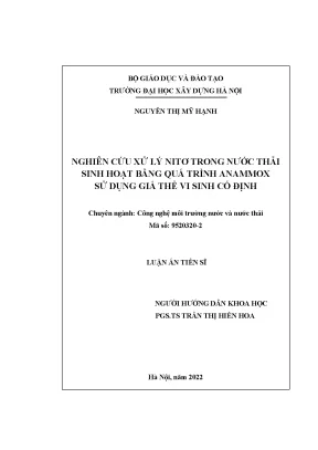 Luận án tiến sĩ nghiên cứu xử lý nitơ trong nước thải sinh hoạt bằng quá trình anammox sử dụng giá thể vi sinh cố định