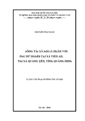 Luận văn công tác xã hội cá nhân với phụ nữ nghèo tại xã tiền an thị xã quảng yên tỉnh quảng ninh