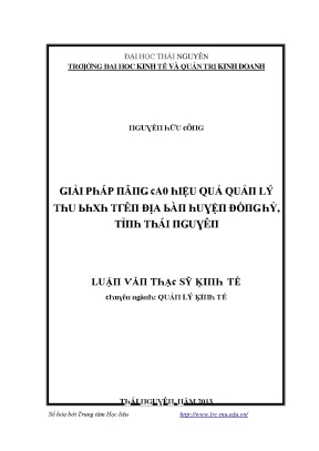 Luận văn giải pháp nâng cao hiệu quả quản lý thu bảo hiểm xã hội trên địa bàn huyện đồng hỷ tỉnh thái nguyên