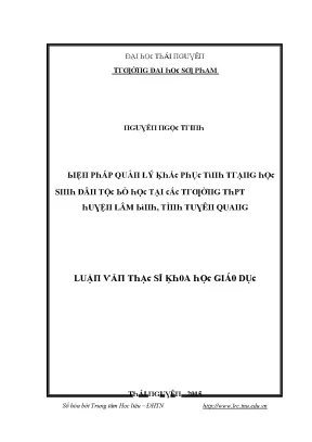 Luận văn biện pháp quản lý khắc phục tình trạng học sinh dân tộc bỏ học tại các trường thpt huyện lâm bình tỉnh tuyên quang