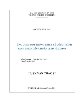 Luận văn thạc sĩ quản lý xây dựng ứng dụng bim trong thiết kế công trình xanh theo tiêu chuẩn leed và lotus