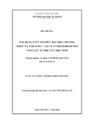 Luận văn ứng dụng công nghệ thông tin tổ chức dạy học chương khúc xạ ánh sáng vật lý 11 nhằm bồi dưỡng năng lực tự học của học sinh
