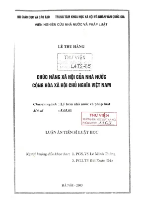 Luận án tiến sĩ luật học chức năng xã hội của nhà nước cộng hoà xã hội chủ nghĩa việt nam