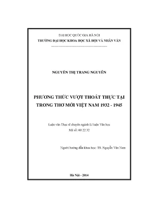 Luận văn thạc sĩ phương thức vượt thoát thực tại trong thơ mới việt nam 1932 1945