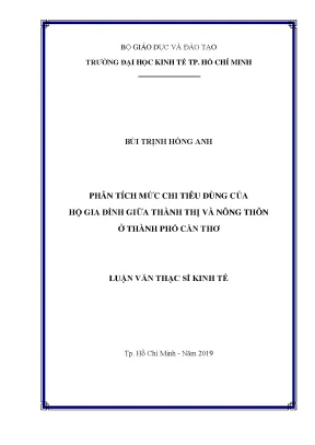 Luận văn phân tích mức chi tiêu dùng của hộ gia đính giữa thành thị và nông thôn ở thành phố cần thơ