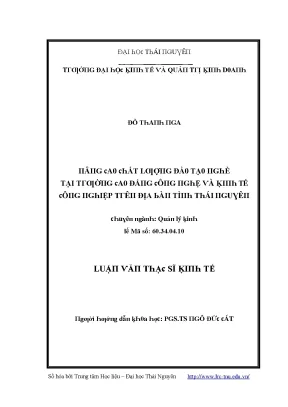 Luận văn nâng cao chất lượng đào tạo nghề tại trường cao đẳng công nghệ và kinh tế công nghiệp trên địa bàn tỉnh thái nguyên
