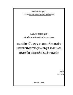 Nghiên cứu quy trình tách chiết hesperidin từ quả phật thủ làm nguyên liệu sản xuất thuốc
